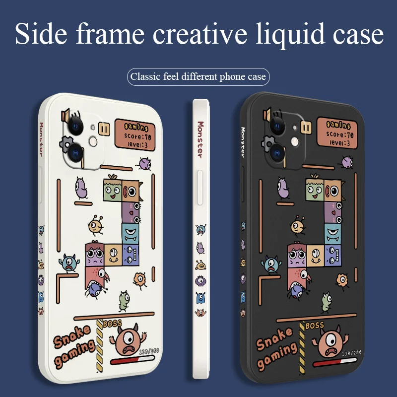 

Happy Monster Phone Case For iPhone 12 Pro Max 11 X XS XR XSMAX SE2020 8 8Plus 7 7Plus 6 6S Plus Liquid Silicone Cover