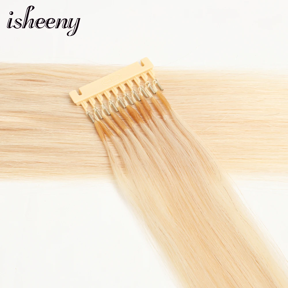 

Isheeny Human Hair Extension Remy 6D-1 Generation Hair Extensions Splatinum Blonde 60# 40-60cm 10Pcs /set Invisible Virgin Hair