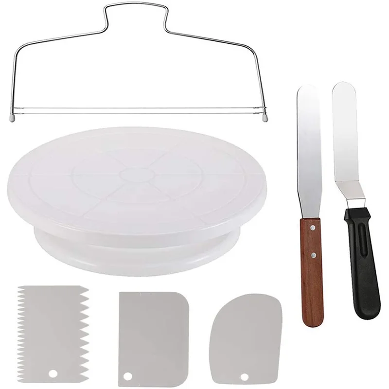 Поворотный стол для украшения торта принадлежности с гребенкой