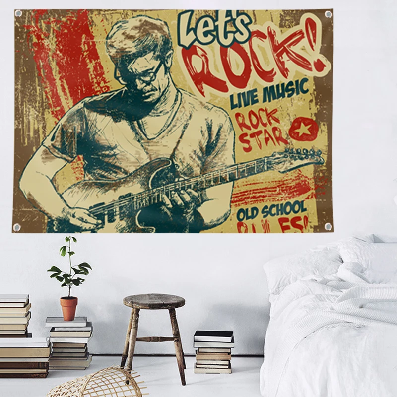 Флаг Let's Rock баннер музыкальная рок-группа украшение для дома подвесной флаг 4