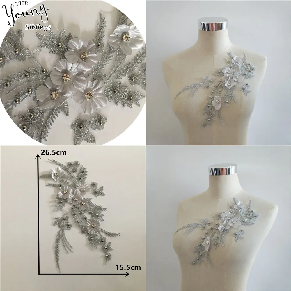 Новое поступление вышивка 3D цветами АБС жемчуг шитье кружево вырез аппликация