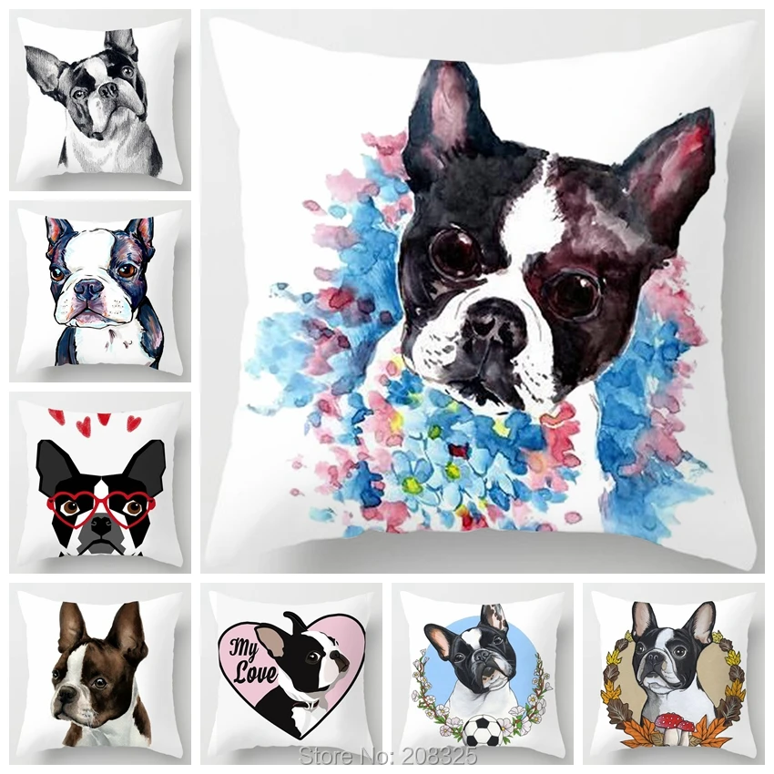 ZENGIA Boston Terrier наволочка для подушки Полиэстеровая подушка собаки декоративная с