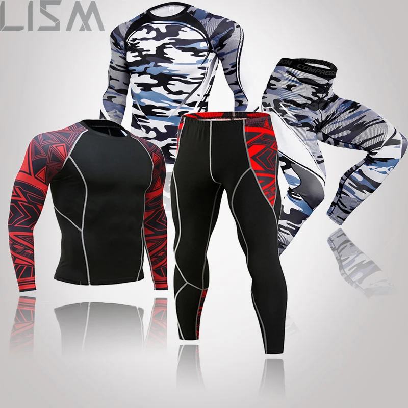 

2021 Men's Thermal Underwear Set MMA Protective Clothing Set Quick-Drying Anti-Microbial Men's Elastic Thermal Underwear Spring