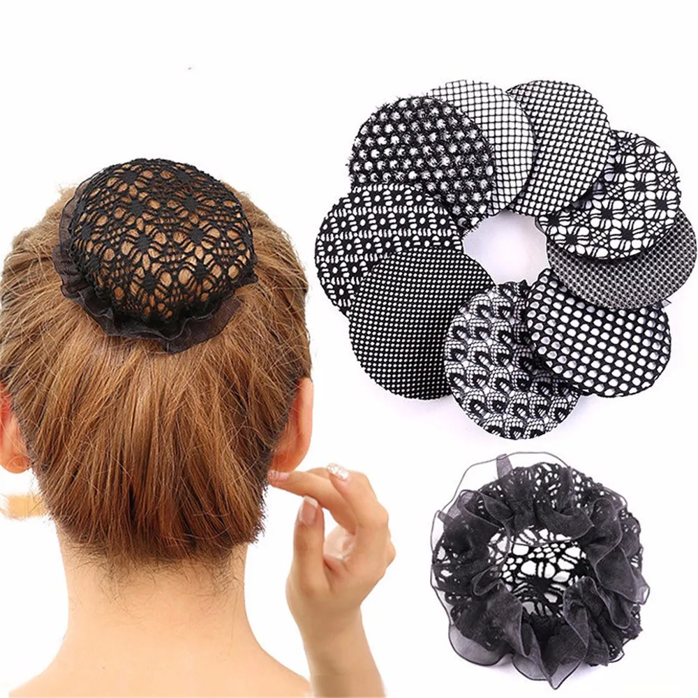

1pc New Girls Women Bun Cover Snood Hair Net Ballet Dance Skating Crochet Simple Black Hair Styling Accessory High Quality Hot