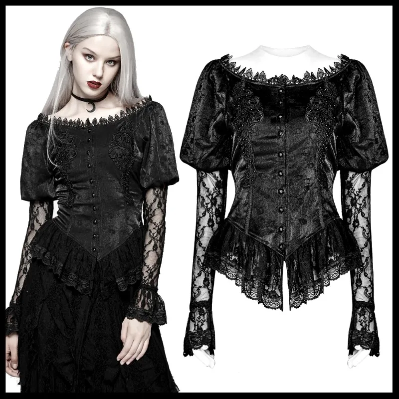 Женская кружевная блузка с длинным рукавом черные вечерние кружевные