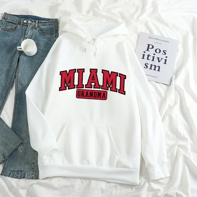 

Модные женские толстовки Майами с принтом Grandm, корейский Повседневный милый топ для пар, зимние новые женские толстовки, Женская красочная ...
