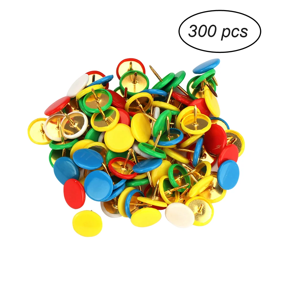 

300pcs Thumb Tacks Colorful Drawing Plastic Round Head Push Pin for Home School
