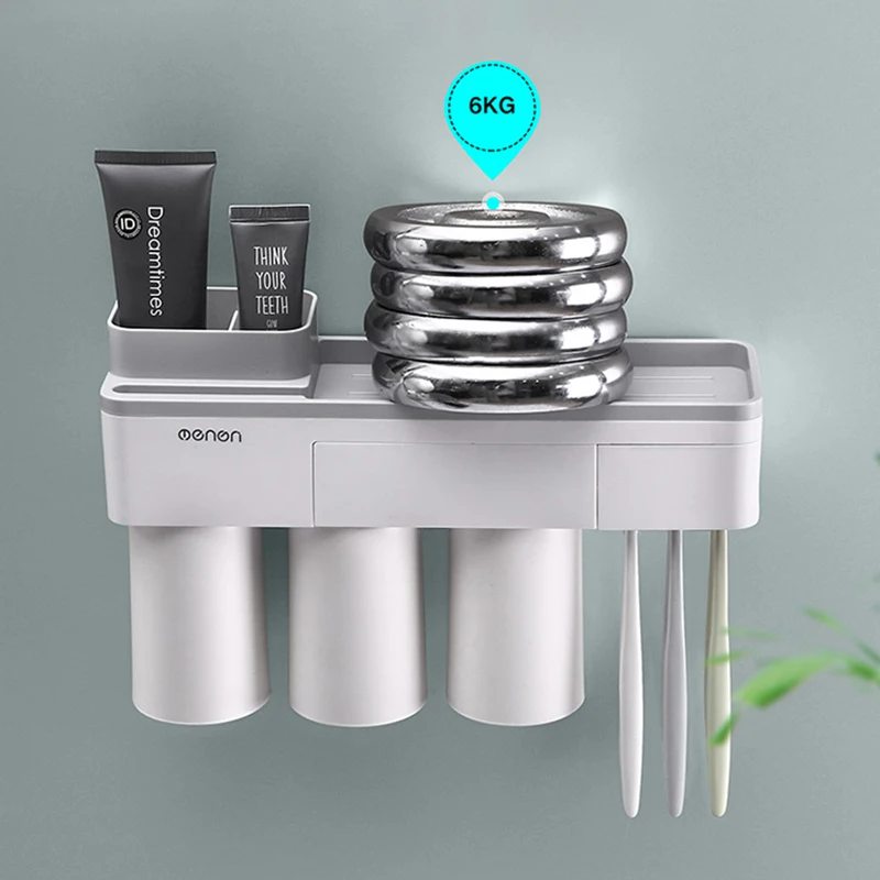 

Magnetic Adsorption Toothbrush Holder Automatic Toothpaste Squeezer Home Storage Shelves Bathroom Accessories Set Household Item