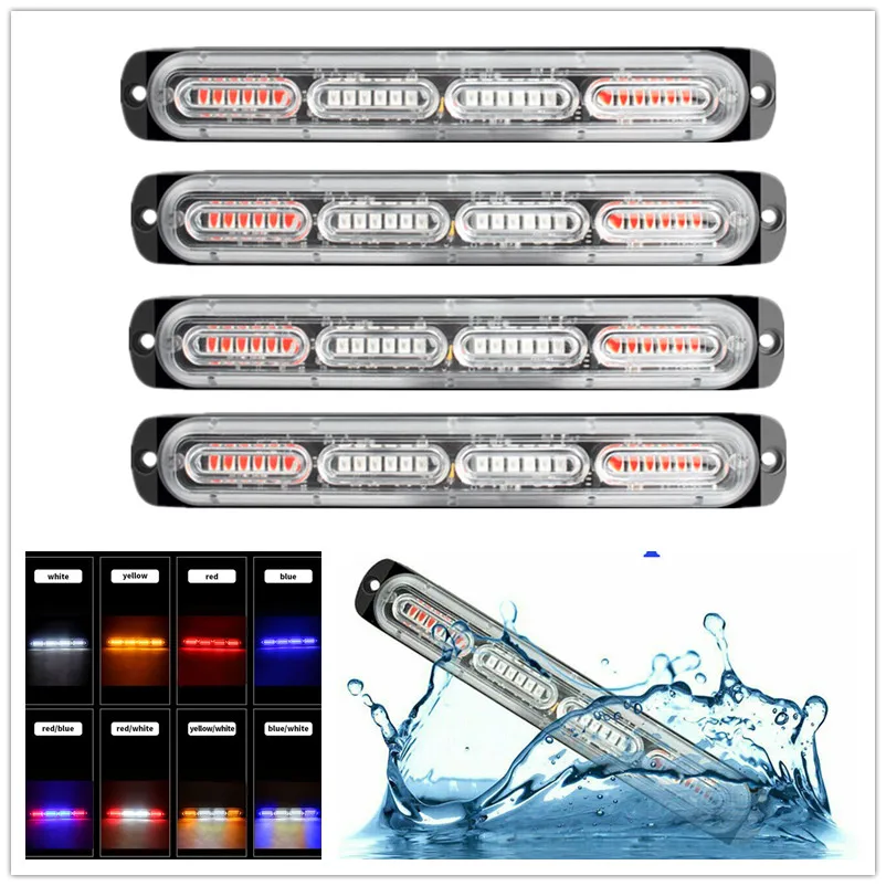 

4PCS Strobe Light 24 LED Truck Strobe Lights Emergency Flashing Warning Beacon Amber Side lights For Trailer