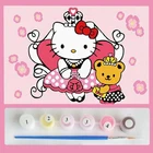 Набор для рисования по номерам сделай сам, мультяшная принцесса КТ, кот, медведь для начинающих, рисование на холсте, уникальный подарок для девочек, домашний декор