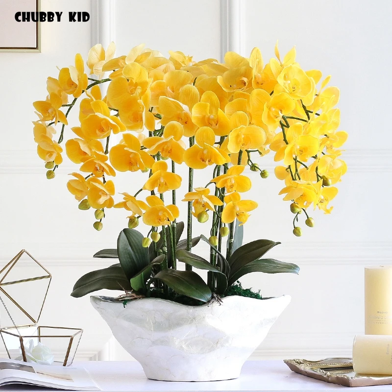 Koop Hoge Simulatie Real Touch Ikebana Kunstmatige Orchidee Bloemstuk Latex Orchidee Sierteelt Phalaenopsis Pot Cultuur Pak
