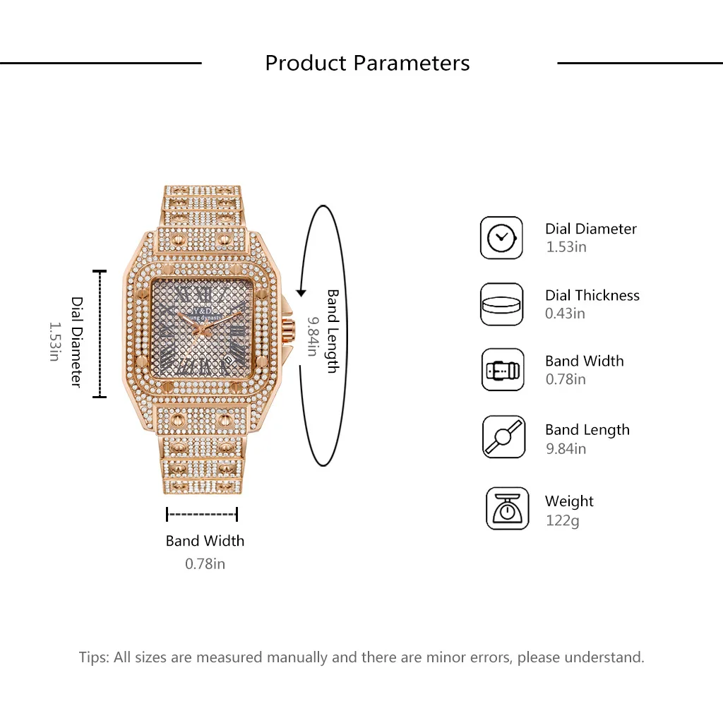 Часы наручные женские кварцевые из нержавеющей стали квадратные Роскошные
