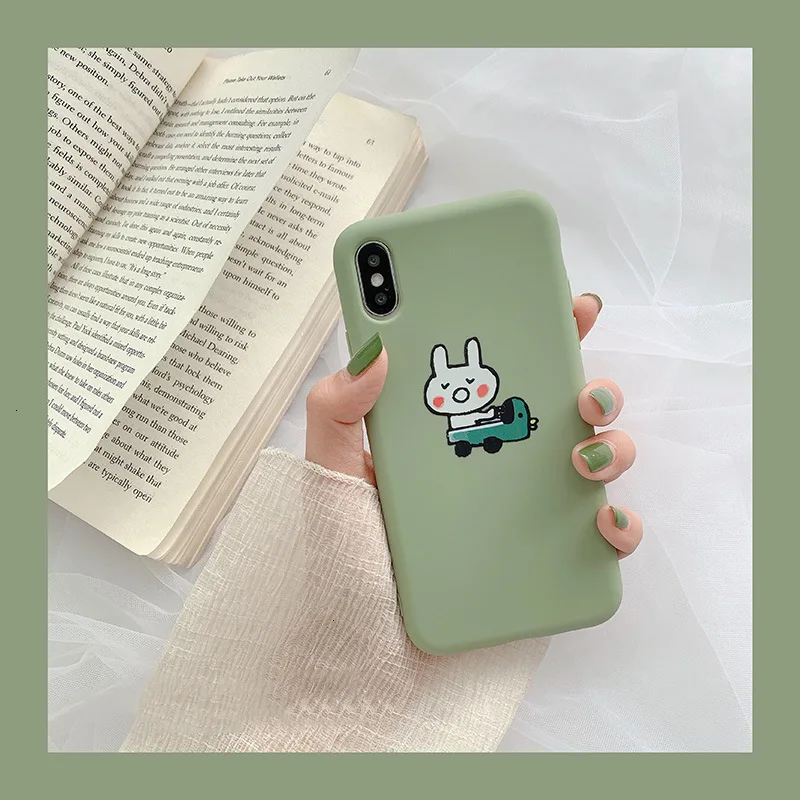 Cute fresh rabbit milk tea phone case for iPhone11 X XS XR XSMax 8 7 6 6S PluS soft shell silicone drop protection cover |