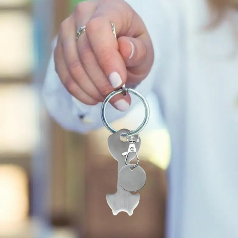 

1Pcs DIY Shopping Trolley Tokens Couple Key Chains Decorative Key Hook Keyrings Aluminum Alloy Key Ring Coin Holder Keychain