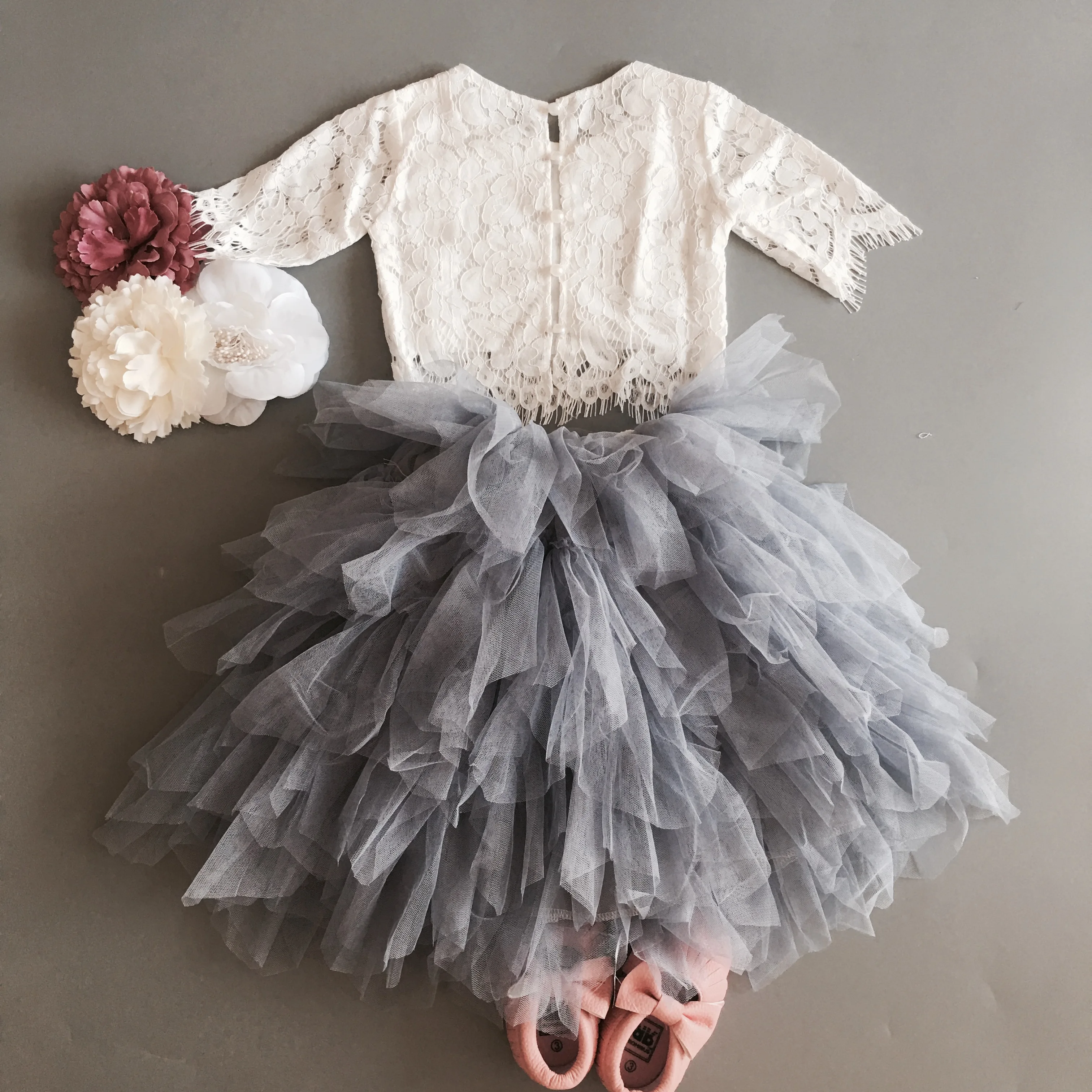 Новый комплект кружевной одежды для маленьких девочек на Рождество детская юбка