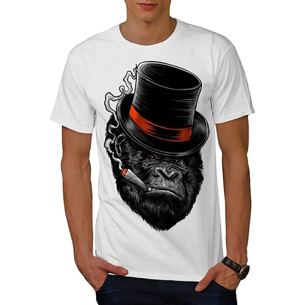 

Monkey Mafia Smoke Mens T-Shirt, Ape Graphic Design Printed Tee