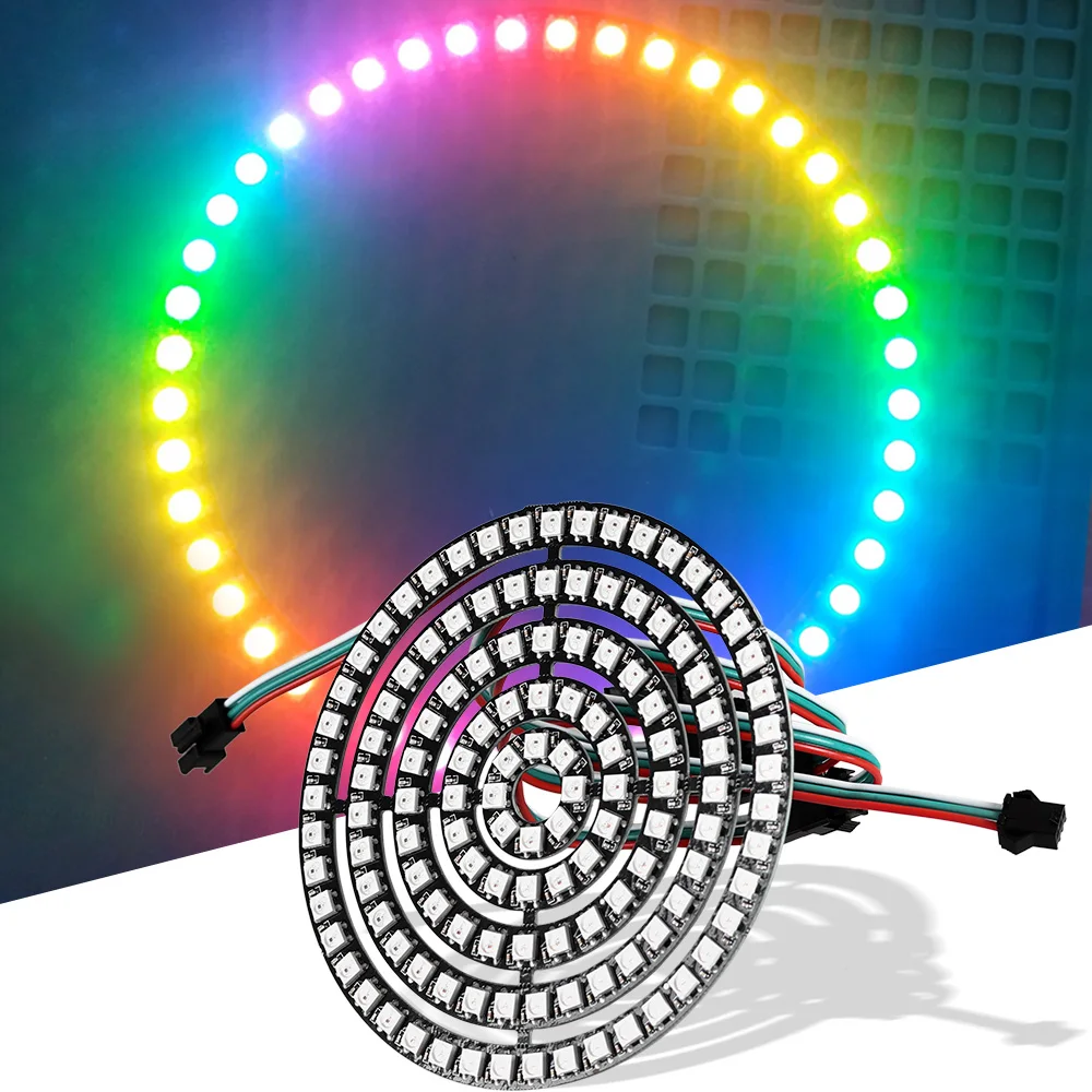

RGB Addressable WS2812B pixel Ring 8 16 24 35 45 LEDs WS2812 5050 RGB LED Ring WS2812 ic RGB Address led strip DC 5V Full Color