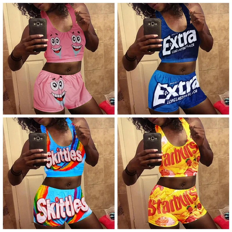 Женские Яркие туфли повседневные Спортивный костюм узор печатная подвеска штаны