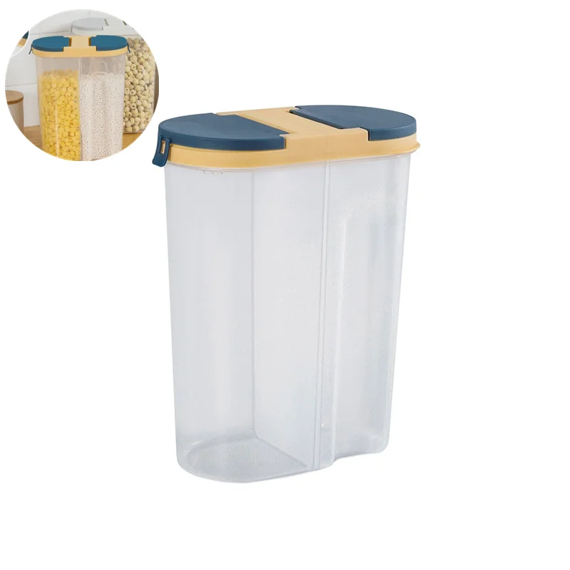 

Plastic fresh-keeping airtight jar, transparent double-compartment food storage jar with lid, kitchen storage accessories tool