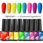 MTSSII 6 шт флуоресцентный яичный скорлуп набор гель-лаков для ногтей прозрачный дизайн ногтей грунтовка с черной точкой Гибридный лак для любого базового цвета гель