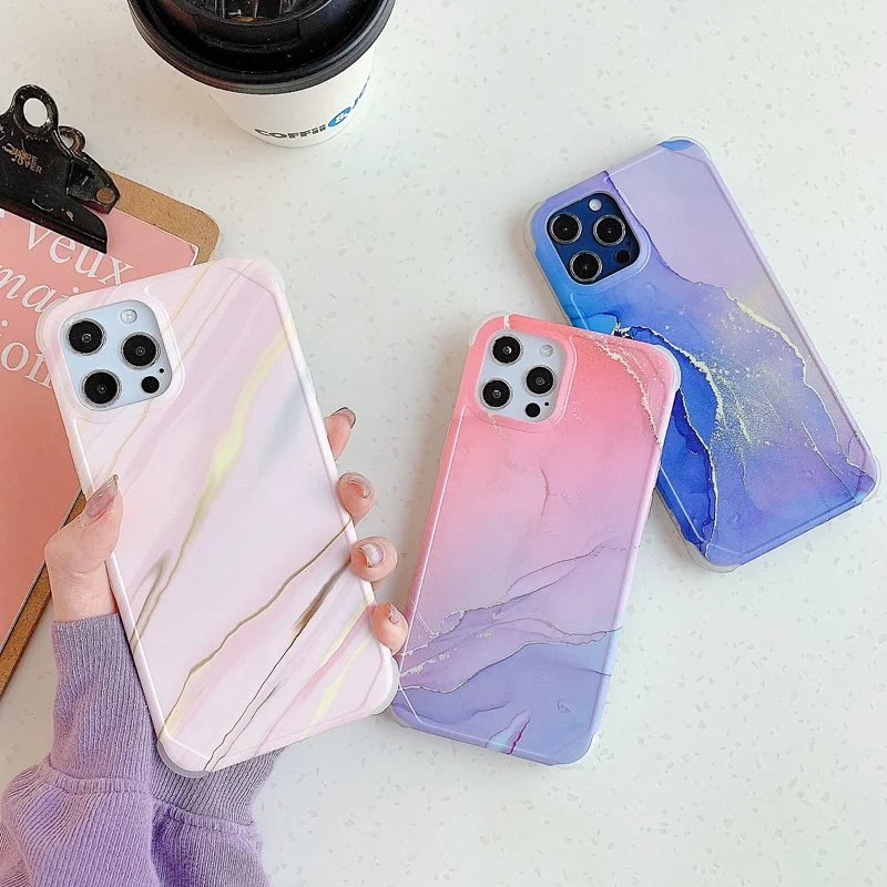 

Phone Case For IPhone 11 12 Pro Max Marble Stone Shockproof Soft IMD Silicone Back Cover For IPhone X XR Xs Max 7 8 Plus