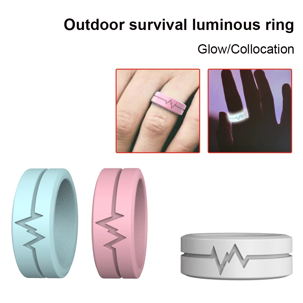 

Unisex Silicone Ring Fluorescent Ring Luminous Glow in the Dark Ring for Men Women Anniversary Birthday Christmas Gifts
