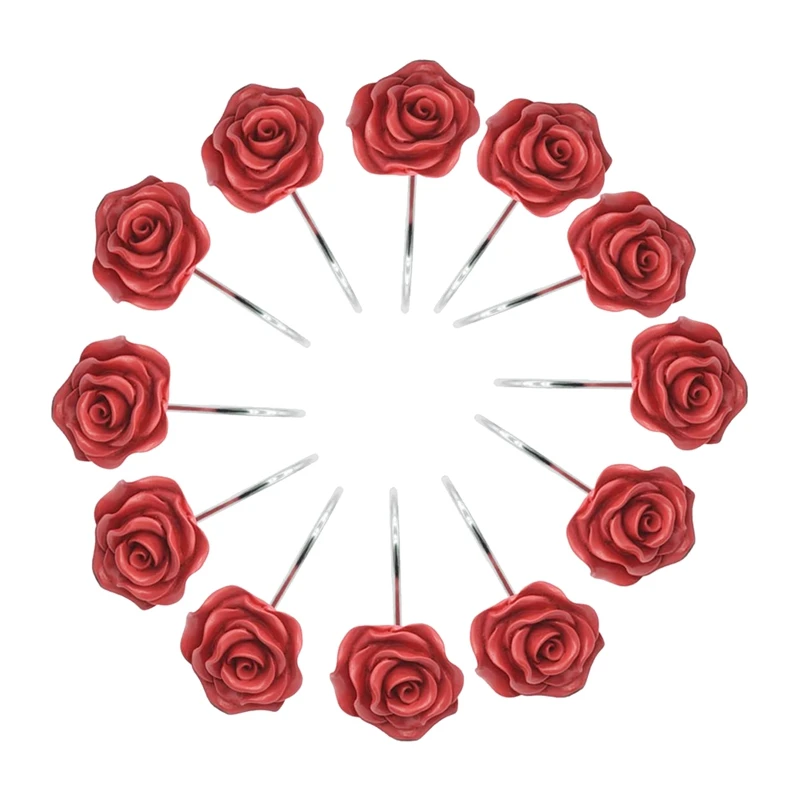

AA99 -12 PCS Shower Curtain Hooks,Resin Rose Flower Shower Hooks Rings for Bathroom Shower Rods Curtains