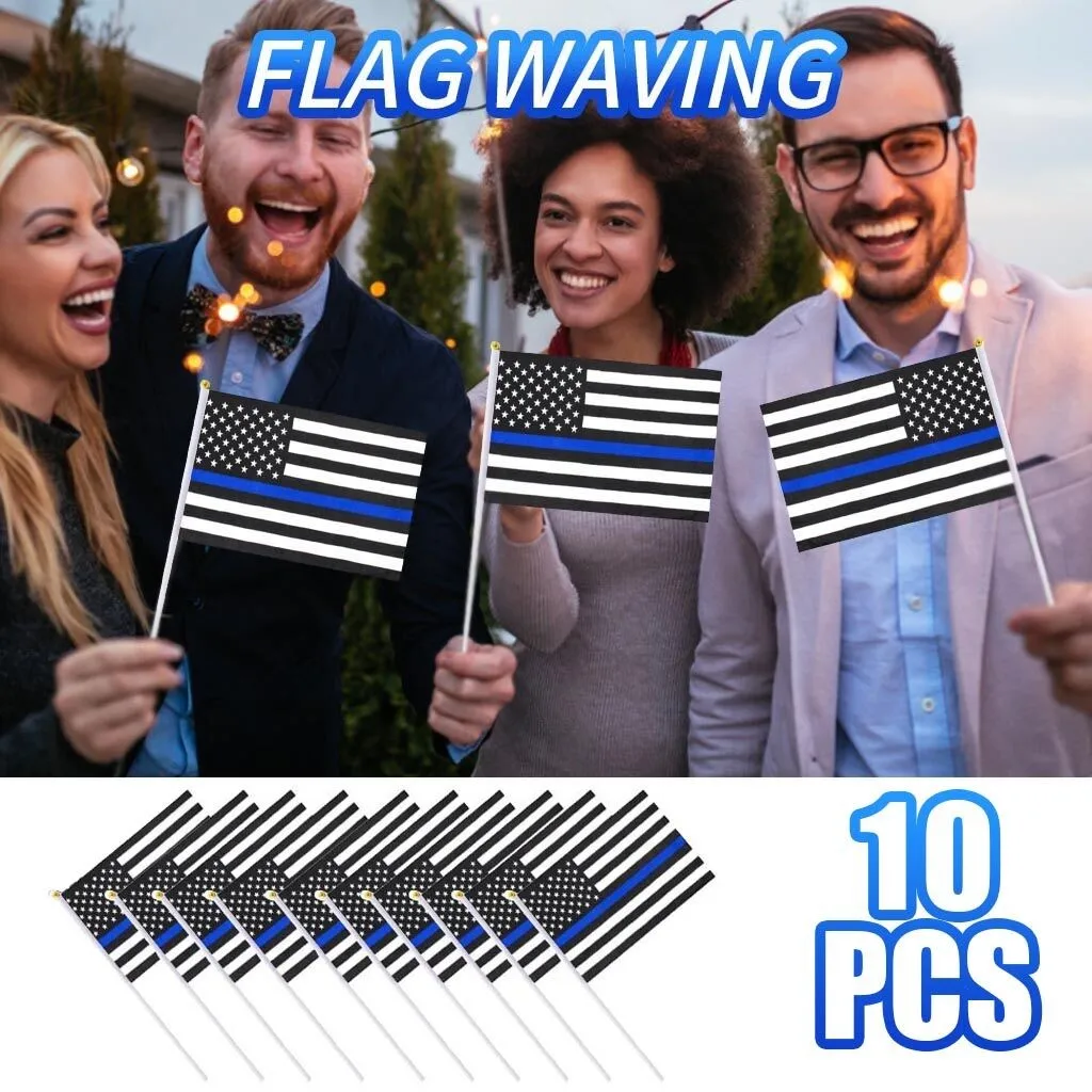 10 шт. Малый и американским флагами на деревянных палок флаги ручной флаг