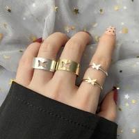 korean fashion butterfly hollow opening rings for women men couple e girl gold silver color animal adjustable ring gifts jewelry