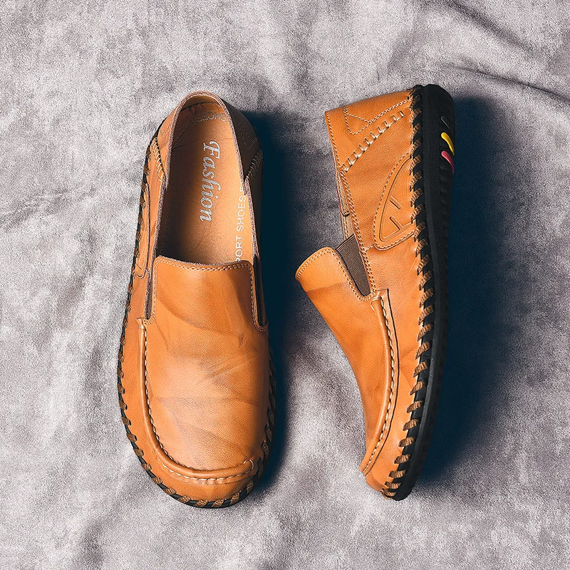 

NEW ARRIVALS Hand-made Men Loafers Leisure Split Leather Shoes Men Super Soft Men Flats Casual Shoes