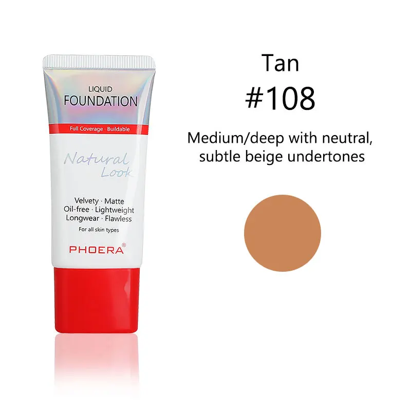 PHOERA Mineral Touch Oil Control Matte Skin-Friendly Liquid Foundation Makeup Full Coverage 24Hour Long Lasting TSLM1 |