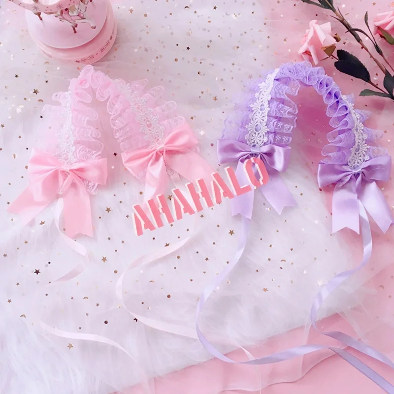

Handmade Lolita Headpiece Hairband KC Side Clip Sweet Japanese Lolita Lace Bownet Hair Ornaments Maid Headdress Hair Accessories