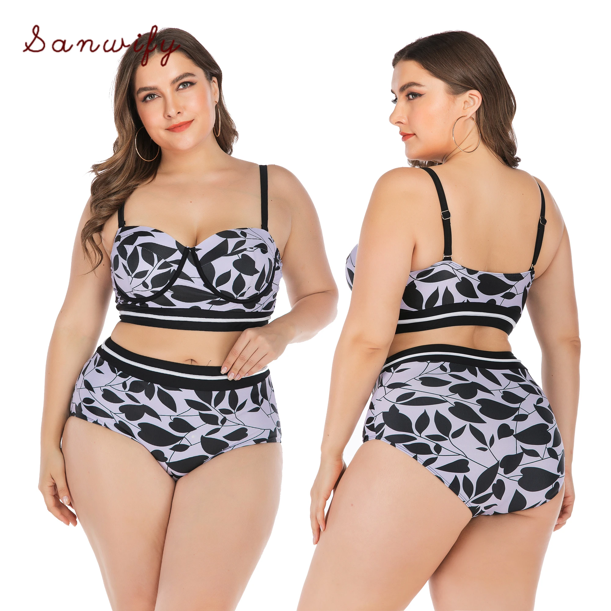 

Swimsuit Plus Size Bikini Set High Waisted Bikini Set 4xl Large Size Swimwear Women Print Push Up Bikinis Beach Wear 100kg