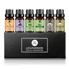 Чистые эфирные масла Lagunamoon 10 мл 6 шт. подарочный набор увлажнитель для ароматерапии апельсин Лаванда мята Лемонграсс розмарин ладан
