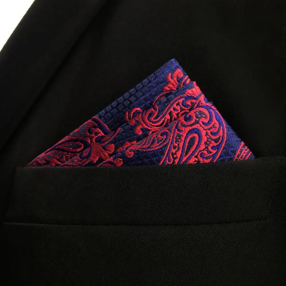 Paisley Blue Burgundy Red Pocket Square Mens Silk Hanky Handkerchief | Аксессуары для одежды