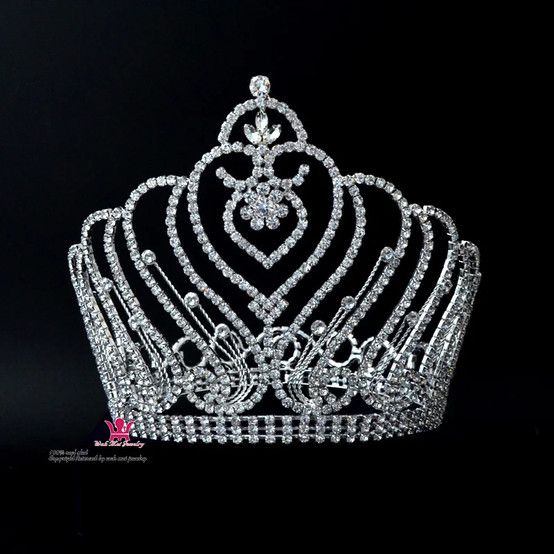 Australia Rhinestone Big Round Crown Tiara Beauty Pageant Crown Full Round Hairstyle Fashion Jewelry Beauty Women Crown Hair Acc