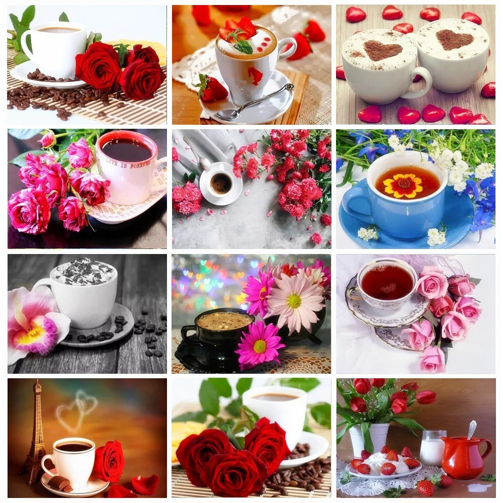 Алмазная вышивка кофейные чашки алмазная живопись крестом набор 5D стразы