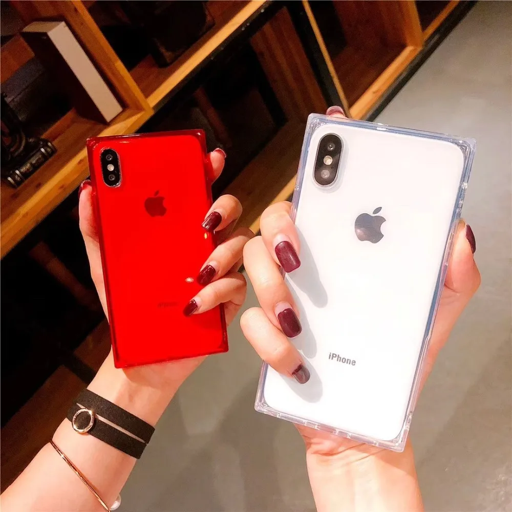 Квадратный чехол для телефона iPhone X 6 6S 7 8 Plus 7Plus TPU Мягкие силиконовые прозрачные