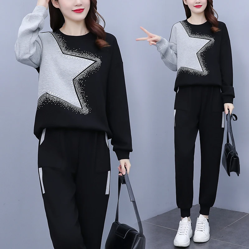 

Fashion Autumn Sports Two-piece Set Top&pants Trousers Suit Set Ensemble Femme Deux Pieces Year-old Female Costume Tracksuits