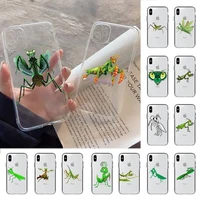 babaite cute little praying mantis phone case for iphone 13 11 12 pro xs max 8 7 6 6s plus x 5s se 2020 xr cover