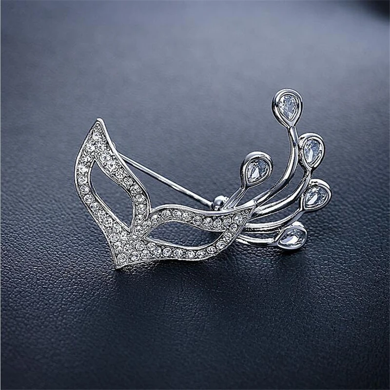 Женский костюм со стразами брошь в виде маски лисы на воротнике аксессуары для