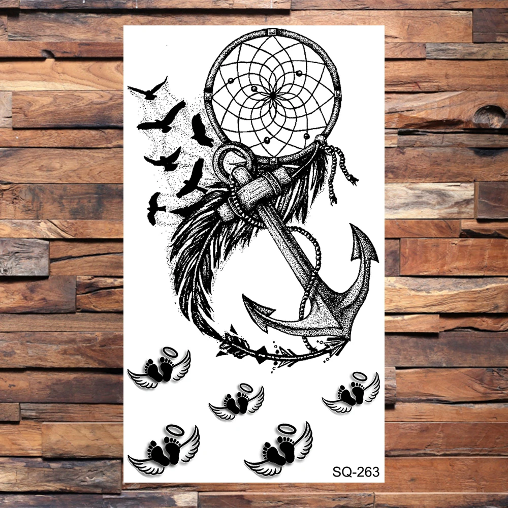 Компас якорь Временные татуировки для взрослых мужчин на руку и спину