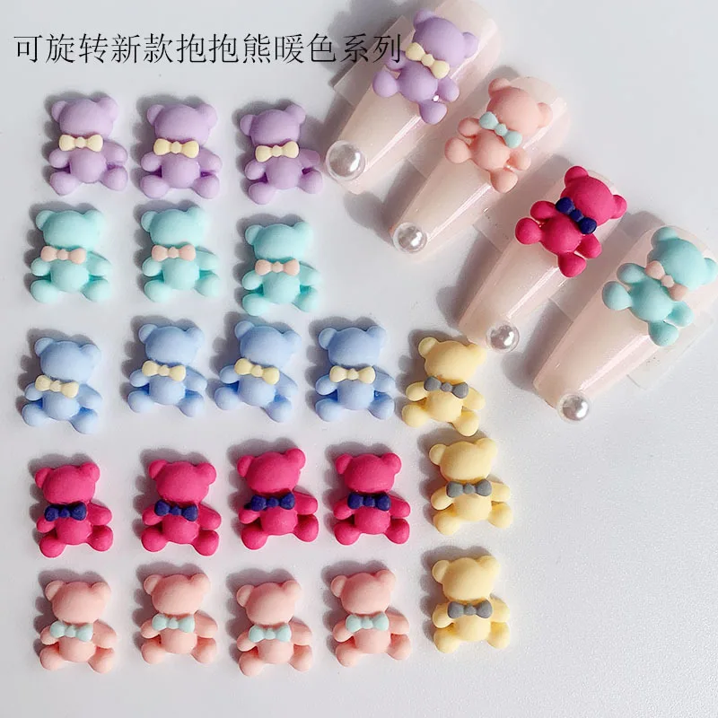 

10pcs Manicure Revolving Jewelry Accessories Cartoon Nail Jewelry Cute Bear Nail Art Decorative Diamond
