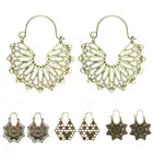 Богемные женские Висячие серьги, полые цветочные соты, филигранные обручи, сережки oorbellen, Ретро ювелирные изделия, подарок, женские серьги