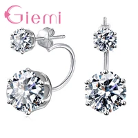 fashion earring big cubic zirconia ear studs jewelry high quality 925 sterling silver ear stud earrings for women girls