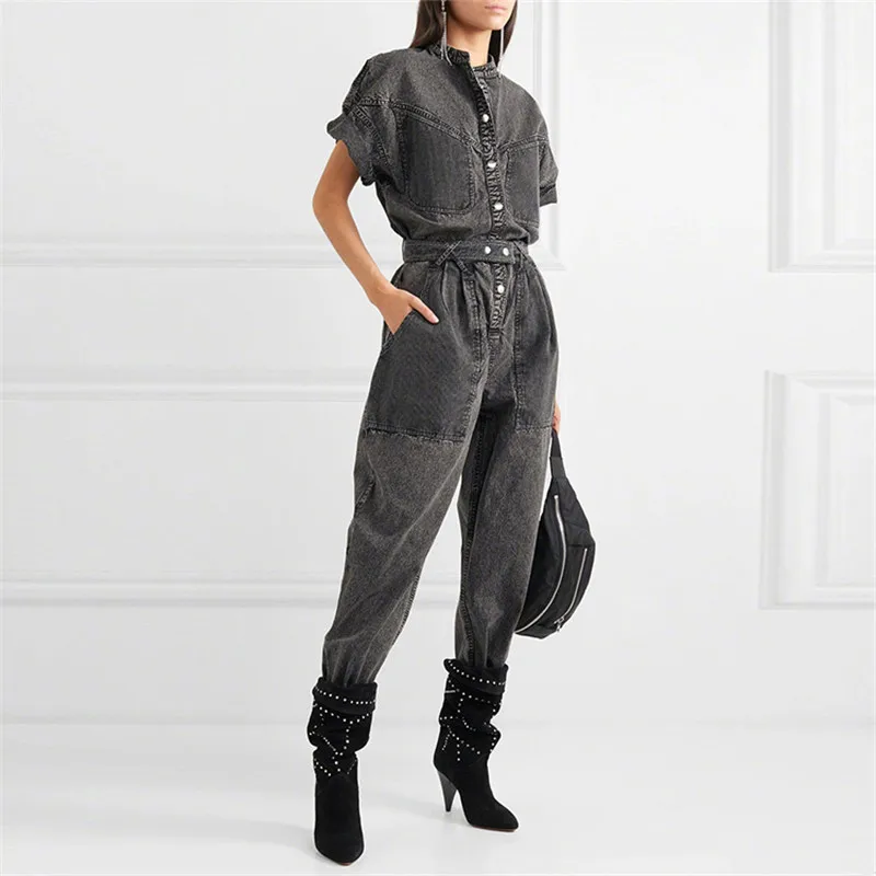 Подиумные комбинезоны джинсовые женские s комбинезон 2019 уличная Комбинезоны