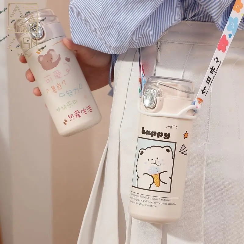

Cartoon Cute Bear Bounce cover Thermos Bottle Kawaii Rabbit Stainless Steel Vacuum Flasks Portable Travel Mug Thermo Cups Gift