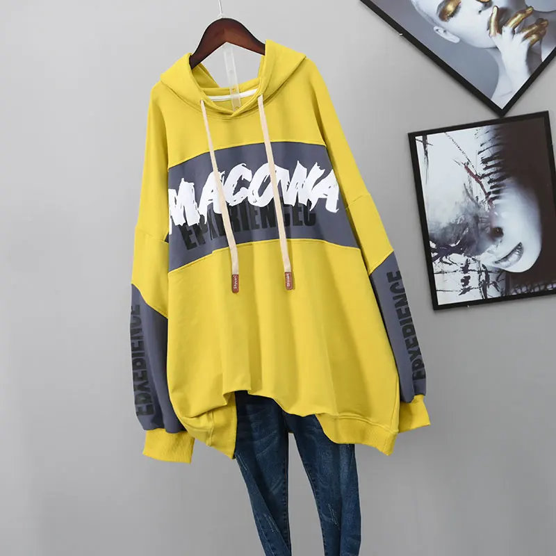 

Fall 2021 New Trendy Sweatshirt Hooded Korean Style Loose Long Sleeve Pullover Western Style Printed Jacket Women Top