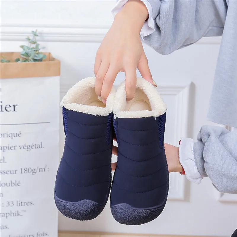 

Зимние ботинки, женская обувь, теплые плюшевые меховые ботильоны, зимняя женская повседневная обувь без шнуровки на плоской подошве, водоне...