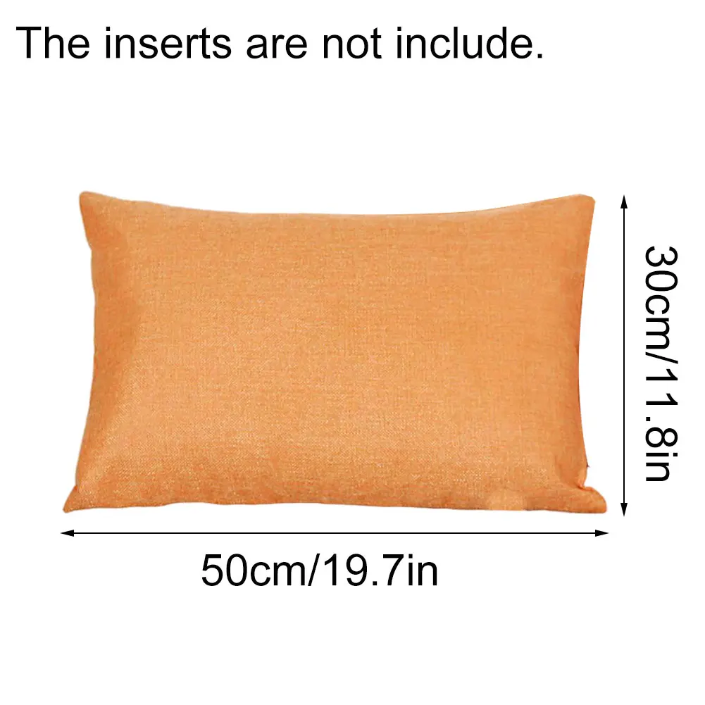 

2PCS Lumbar Pillow Cover Linen Rectangular Cushion Case For Bed Couch Orange Modern Decoration For Bed Or Couch Decor 30x50cm